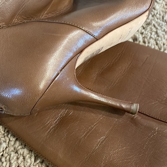 Worn once.  Authentic Jimmy Choo camel knee high boots. 3” heel. Size 38. - Picture 7 of 8